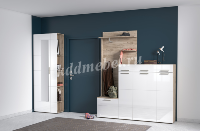 Стеллаж Лайн 10.141 (Дуб серый крафт/Белый глянец)