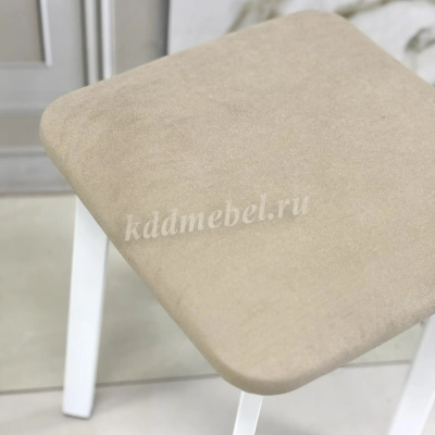 Табурет Френк (Бежевый велюр/Белый)