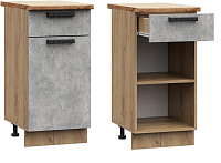 Шкаф нижний ШН1Я 400 Кухня Лайн фреза (Лофт Оникс) БЕЗ СТОЛЕШНИЦЫ