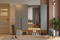 Прихожая Баско К11 графит дуб крафт золотой вариант сборки 2