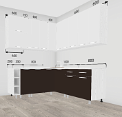 Кухня угловая Танго-Техно New  М 1,8*1,35 (Белый глянец/Шоколад глянец/Столешница Гранит белый)