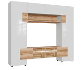 Гостиная Ривьера (Белый шагрень/Дуб крафт золотой/Белый глянец)