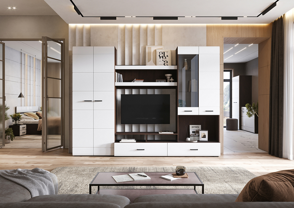 Либерти СтендМебель (Венге/Белый глянец)