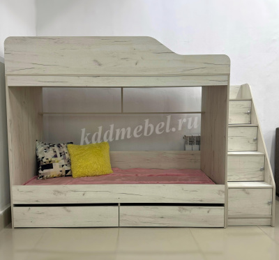 Кровать двухъярусная Гранд (Дуб крафт белый)
