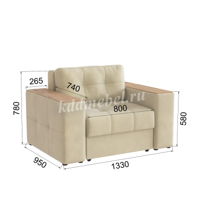 Кресло-кровать Виконт (Бежевый/Дуб канадский)