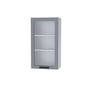 Шкаф верхний высокий со стеклом В3ВС кухня Кампео (Белый/Белый снег)