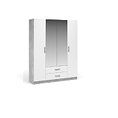 Шкаф 4д 2ящ. с зеркалом Чикаго МАХ (Ателье светлый/Белый)
