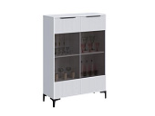 Шкаф со стеклом Кимберли  (Белый/Белый глянец)